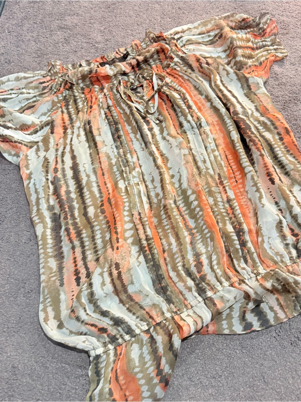 The Limited Coral, Tan & Cream Flowy Blouse